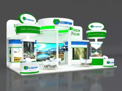 Exhibition Stand Stall 10x6m Height 500 cm 3 Side Open 3D model