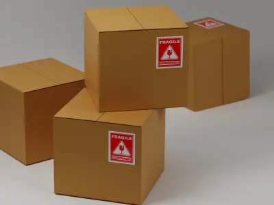 Cardboard box Fragile 3D model Rigged 3D model