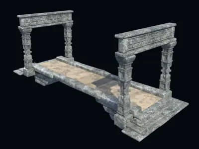 BRIDGE AZTEC MAYAN INCA STONE PLATFORM STAIRS COLLECTION Low-poly 3D model