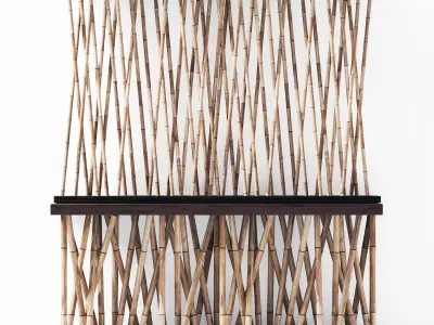 Bamboo decor wall cafe 3D model