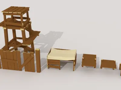 Pitate Village Pack Low-poly 3D model