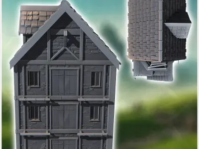 Abandoned medieval house with wooden planks on windows 13 - Medi 3D print model