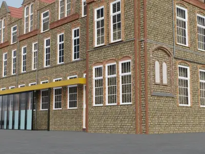 School brick building 3D model
