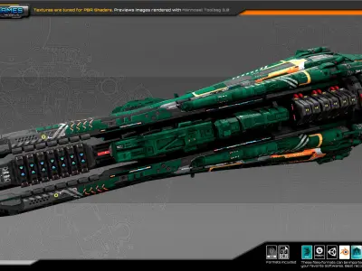 Federation Destroyer B5 Low-poly 3D model