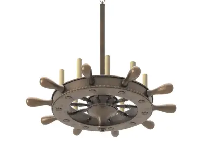 English Ship Wheel Chandelier PBR 3D model