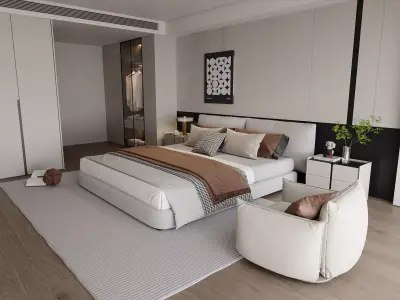 Modern Minimalist Master Bedroom 3D model