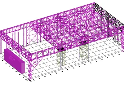 Detailed Steel Structure Hangar 3D CAD Model 3D model