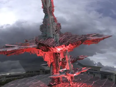 Sci-Fi Dark Alice Themed Mushroom City Towers collection 3D model