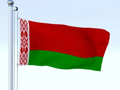 Animated Belarus Flag Low-poly 3D model