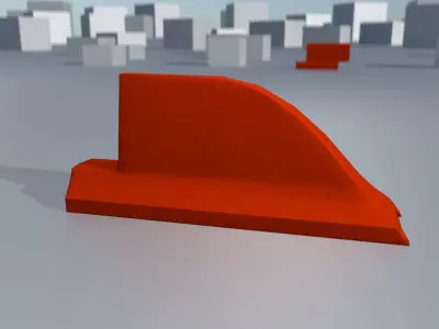 White and Red Road Traffic Barrier - Part 3 - Low-poly 3D model