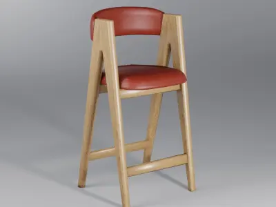 Wooden Bar Stool - Wooden Chair - Low Poly -  Game Ready - PBR Low-poly 3D model
