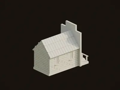 Bank in Old West Low-poly 3D model