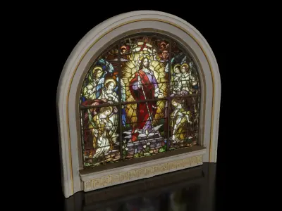 Church Stained Glass Window Low-poly 3D model