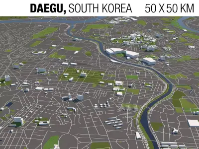 Daegu South Korea 50x50km 3D City Map 3D model