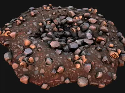 Copper Ore Deposits Mine Environment Low-poly 3D model