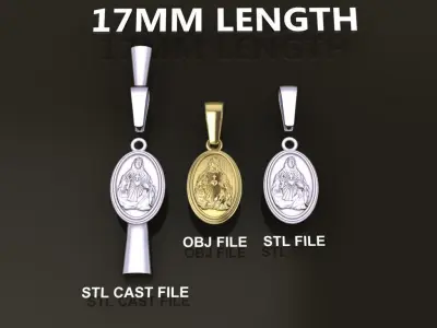 Oval Antique Jesus Christ Pendant 17mm Length 3D print model