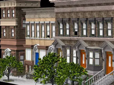 Brownstone Street Scene 1 for iClone 3D model