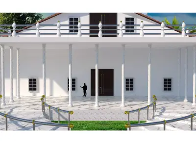 TOWN HALL Low-poly 3D model