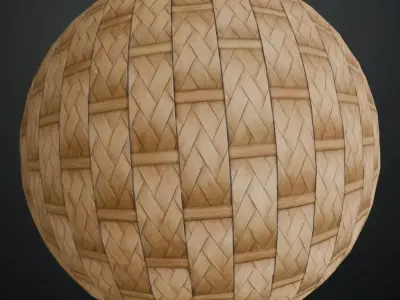Natural Herringbone Wicker Weave PBR Texture
