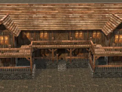 village house low poly medieval house Low-poly 3D model