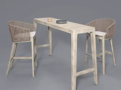 Mood bar chair and table 3D model