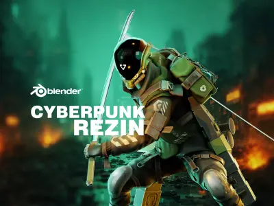 Cyberpunk Rezin Robot Low-poly 3D model