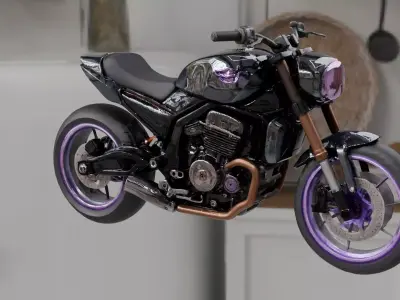 Retro Futuristic Cyberpunk Motorcycle   High Detail 3D Model 3D model