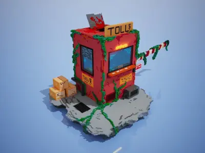 3D Voxel Post-apocalyptic bloody Tollbooth  3D model