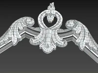 Sheathing ornate wooden frame Low-poly 3D model