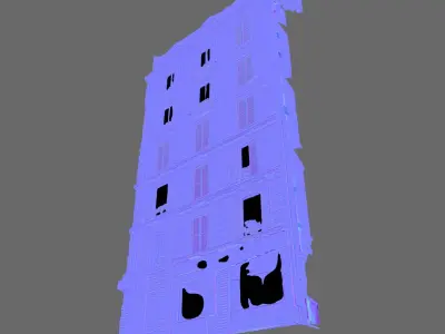 Paris building facade 03 Low-poly 3D model