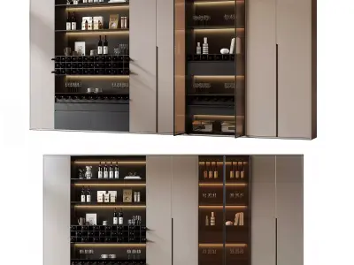 Modern light luxury style glass wine cabinet    3D model