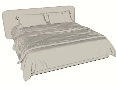 Modern Minimalist Fabric Bed 3D model
