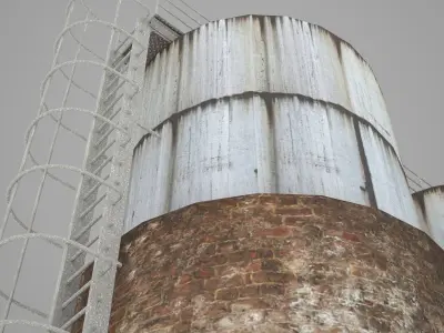 Industrial water towers 3D model