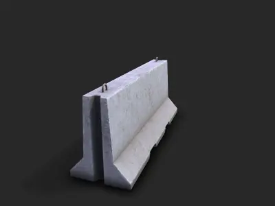 Concrete Barrier Low-poly 3D model 13