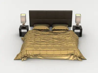 Contemporary Double Bed Setup 003 3D model