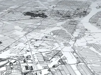 Detroit Road Network and Streets 3D model