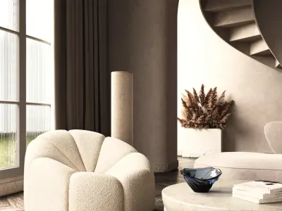 Living room interior scene 3D model 2