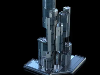 Futuristic Future Modern City Building Skyscraper 07 3D model