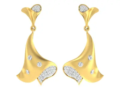 Light Weight Gold Diamond Earring  -earr1 3D print model