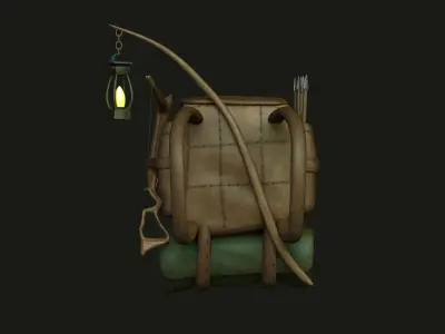 Hunter Backpack - Crossbow Character Costume Low-poly 3D model