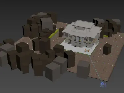 House Exterior Scene 3D model 3D model