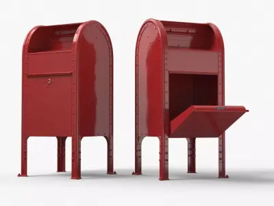 Street Mail Box Red 3D model