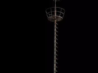 German Small Residential Area Receiver Mast Low-poly 3D model