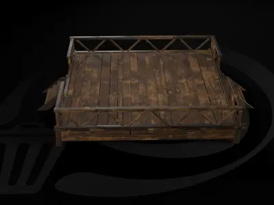 AAA Medieval Primal Jungle Wooden Platform 01 R Low-poly 3D model