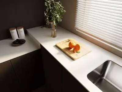 Modern U-Shaped Minimalist Kitchen 3D model