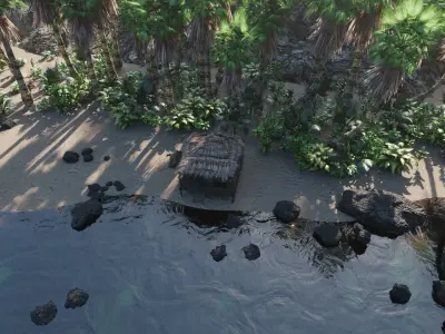 Tropical Island Scene 3D model