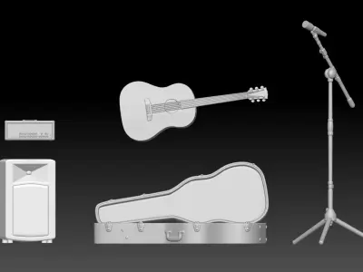 street musician props 3D print model