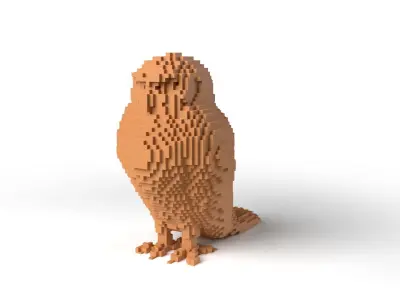 Owl Minecraft Voxel Low-poly 3D model