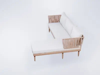 Low Poly Outdoor Terrace Sofa - Modern Garden Lounge Asset 3D model