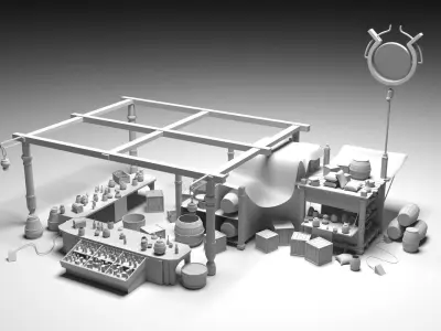 HIGHMARKET machine shop Low-poly 3D model